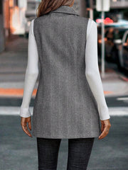 Modern Sleeveless Notched Lapel Double Breasted Tailored Fit Vest