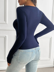 Breathable Nylon Round Neck Mesh Sheer Long Sleeves Blouse