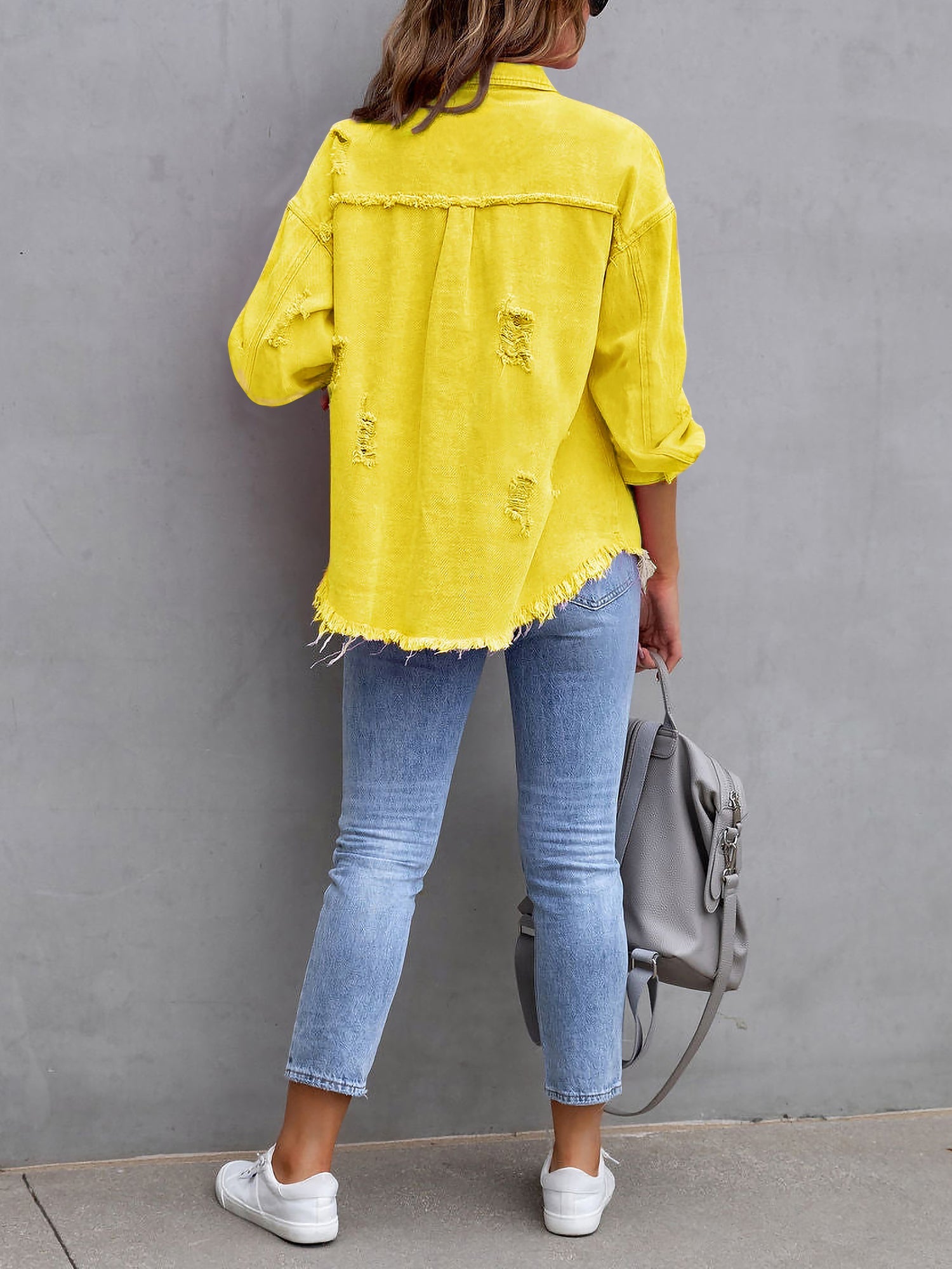 Long Sleeves Button Down Denim Jean Jacket