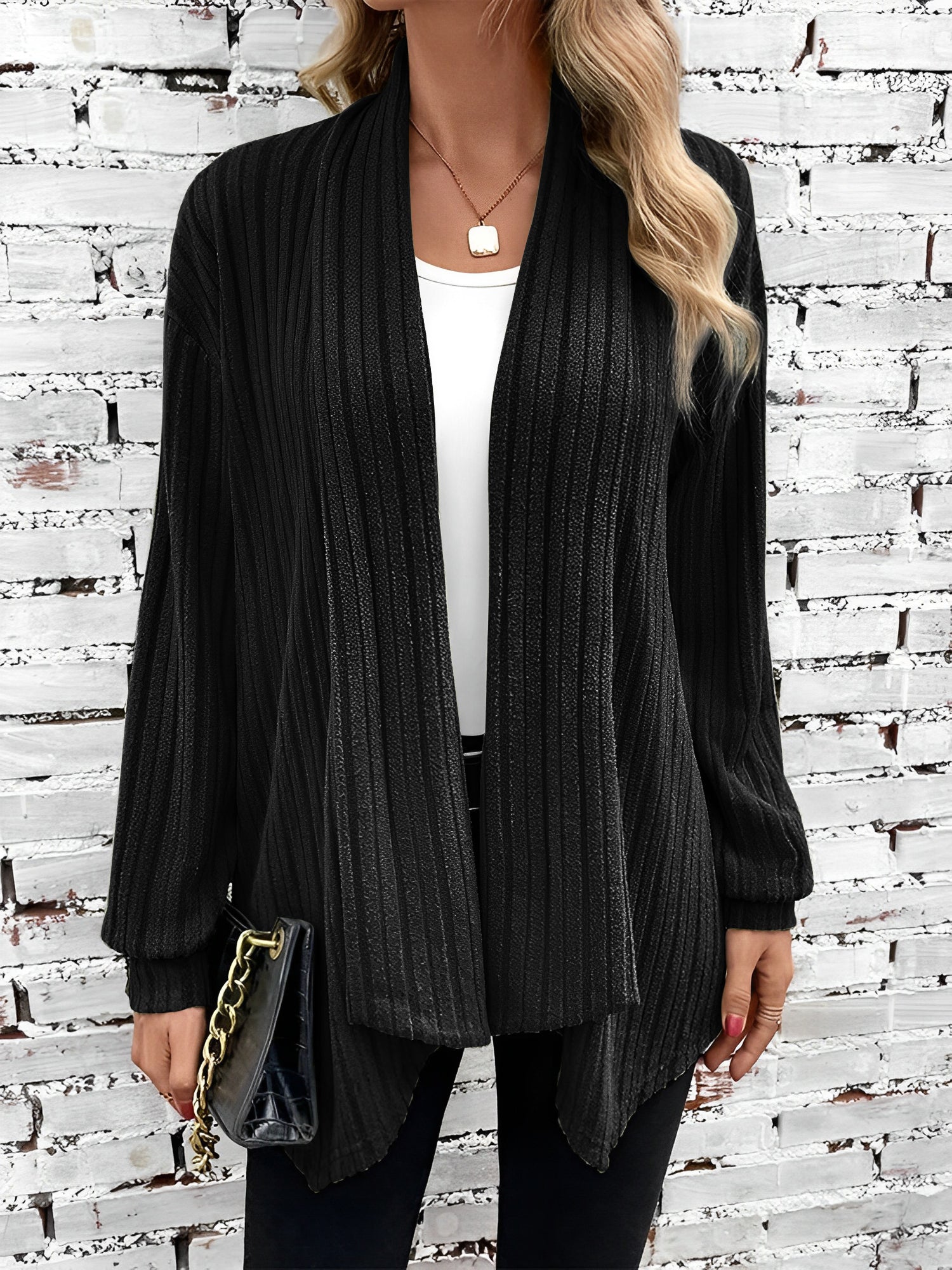 Long Sleeve Solid Color Open Front Cardigants