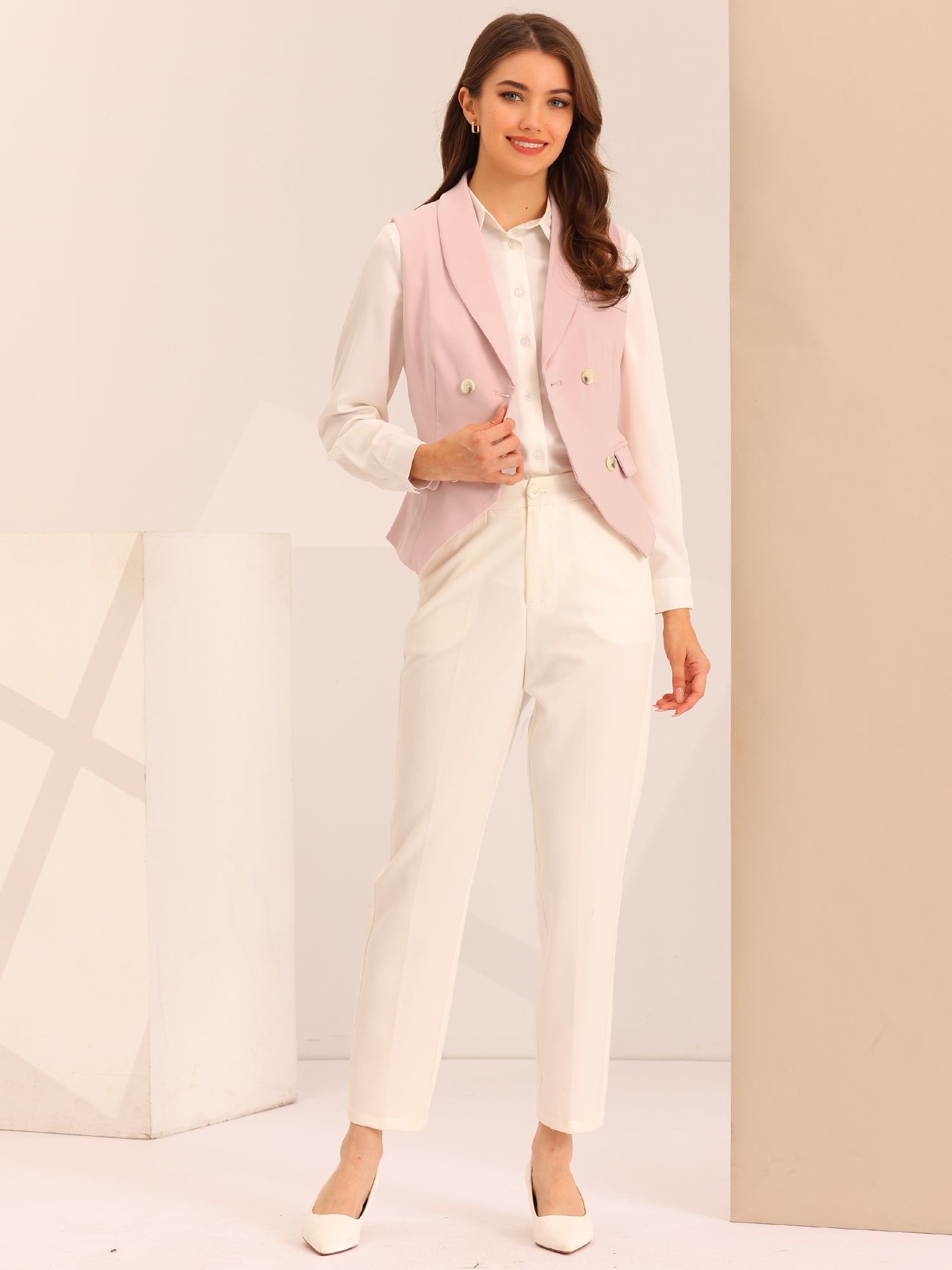 Lapel Collar Dressy Versatile Racerback Suit Vest Waistcoat