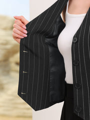 Notched Lapel One Button Long Sleeve Work Office Striped Blazer