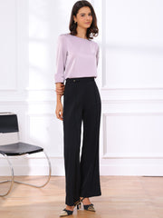 Dressy Casual Boat Neck 3/4 Sleeve Work Satin Blouse