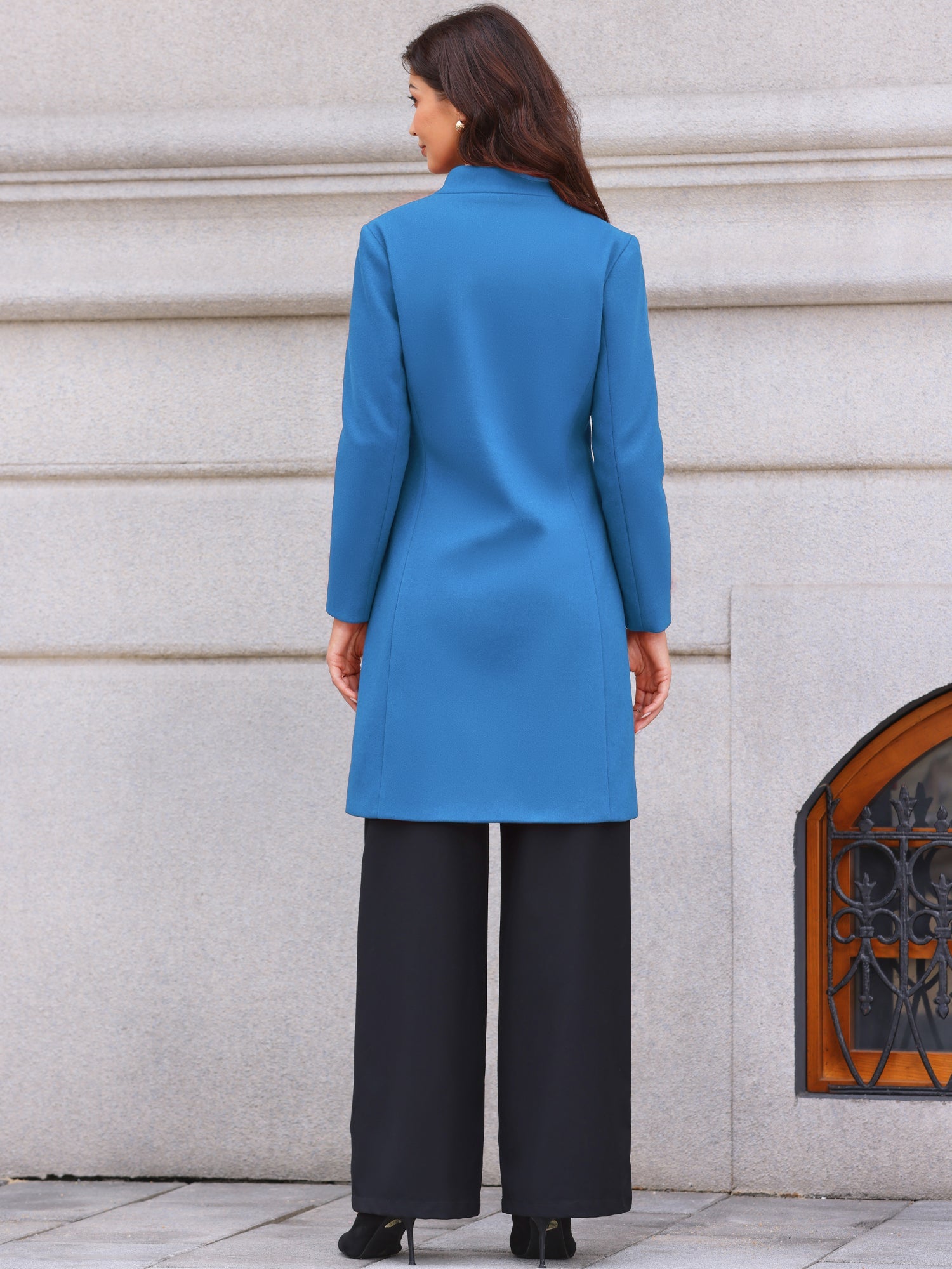 Stand Collar Single Breasted Mid-Long Overcoat