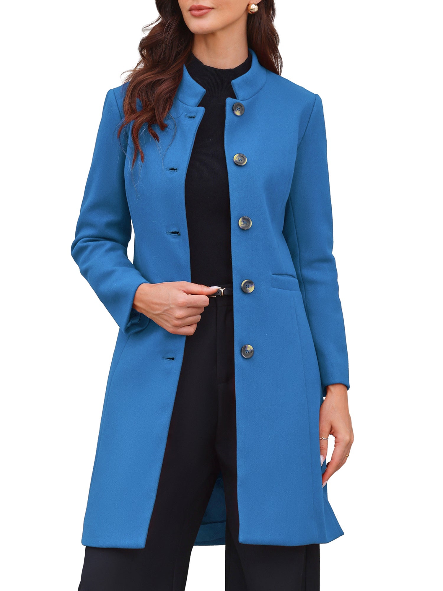 Stand Collar Single Breasted Mid-Long Overcoat