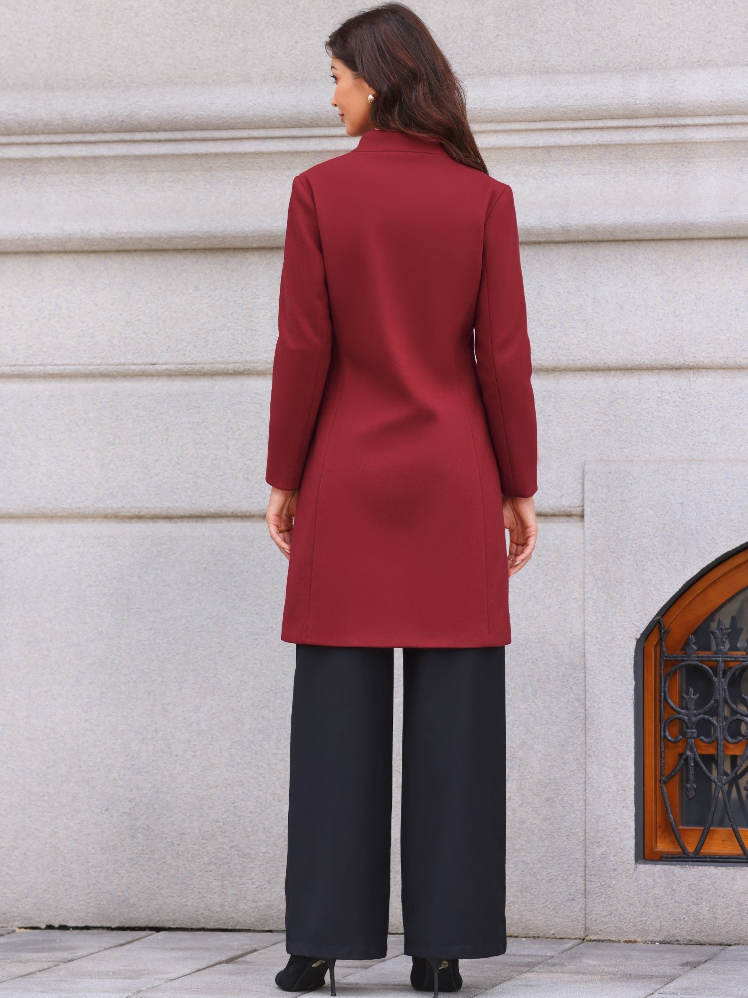 Stand Collar Single Breasted Mid-Long Overcoat