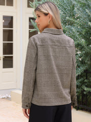 Casual Lapel Long Sleeve Plaid Button Down Jacket