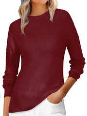 Long Sleeve Crew Neck Ribbed Knit Pullover Sweater