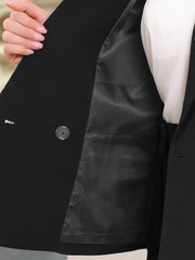 Double Breasted Notched Lapel Long Sleeve Work Office Blazer