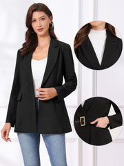 Long Sleeve Collared Business Casual Belted Work Blazer