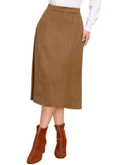 Faux Suede Casual A-Line Midi Skirts