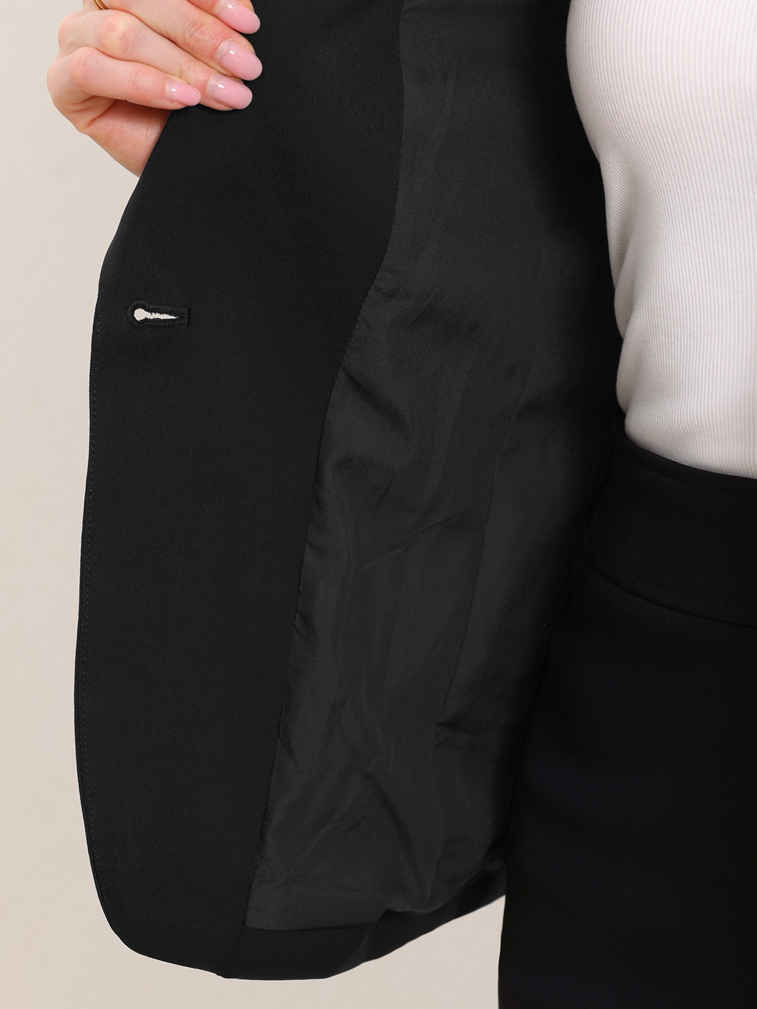 Shawl Lapel Ruched 3/4 Sleeves Pocketed Single Button Office Blazer