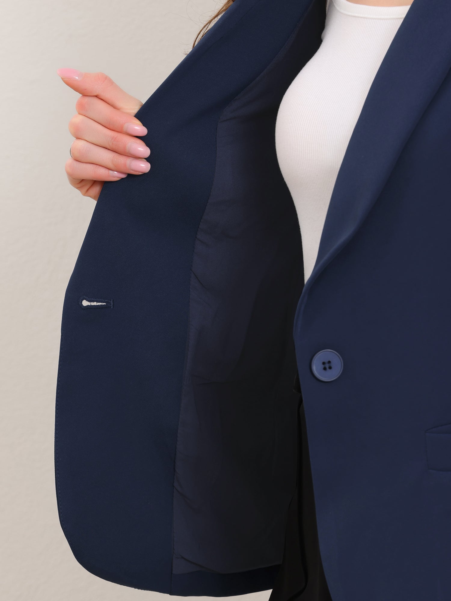Shawl Lapel Ruched 3/4 Sleeves Pocketed Single Button Office Blazer