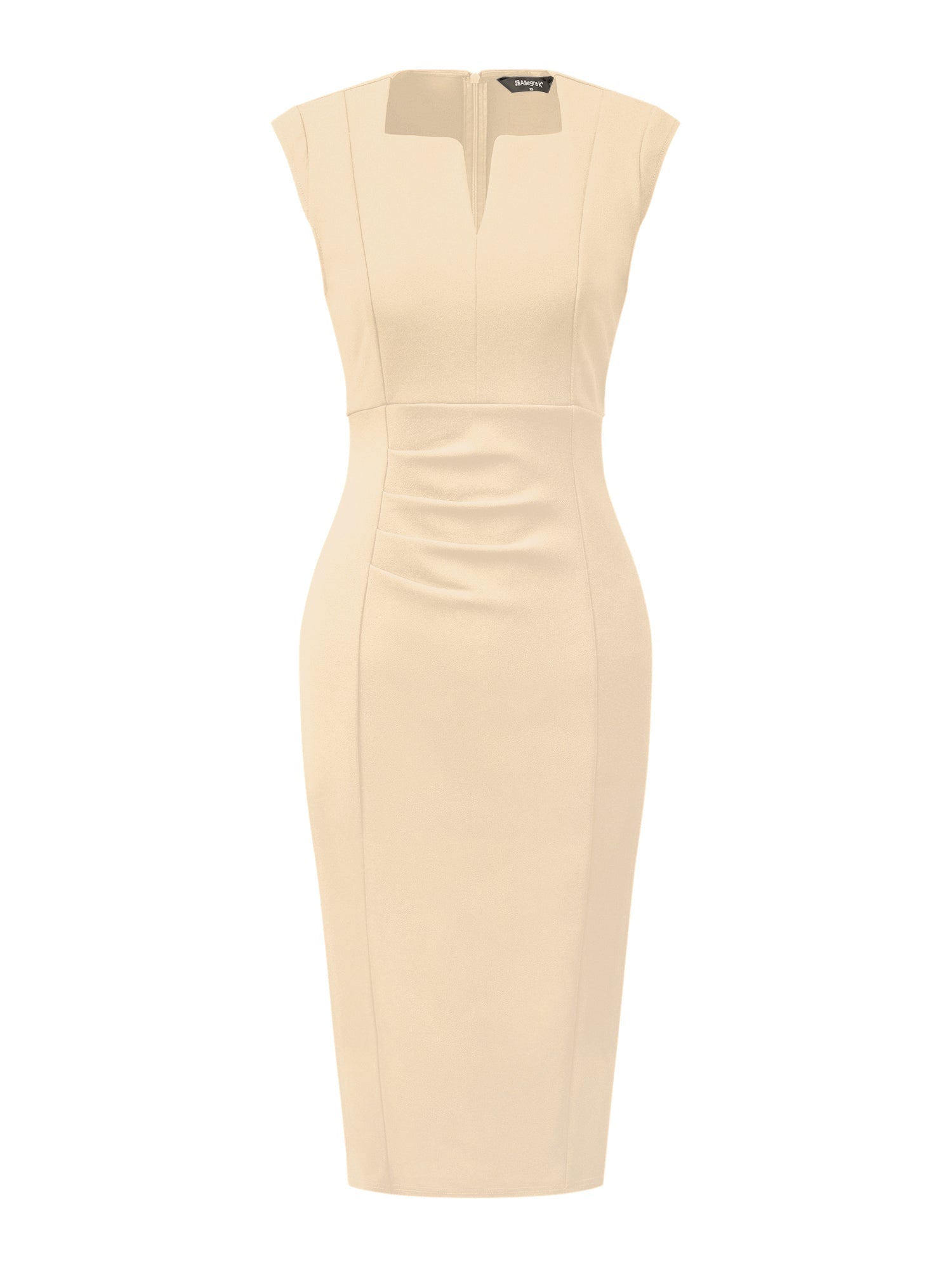 Pencil Sleeveless Pleated Front Elegant Business Sheath Dress