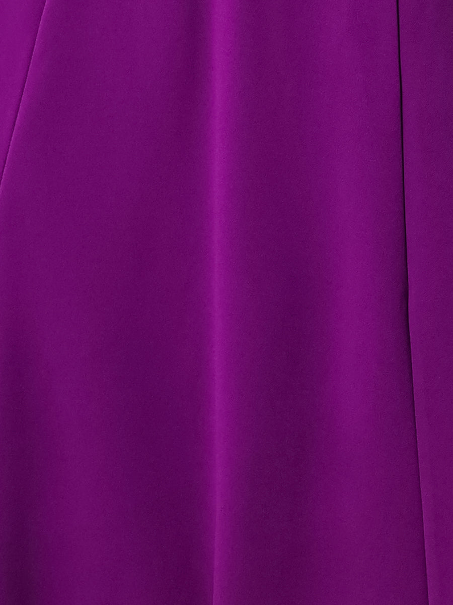 Notch Neck 3/4 Sleeve Pocketed Solid A-Line Work Dress