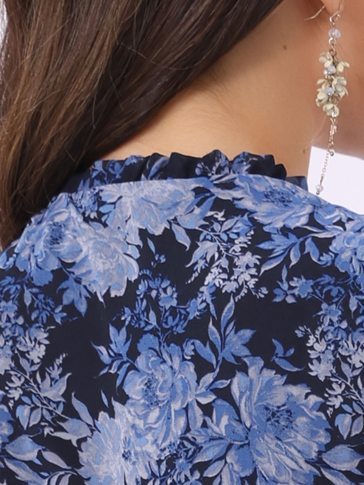 Floral V Neck Semi Sheer Layered Tiered Mini Dress