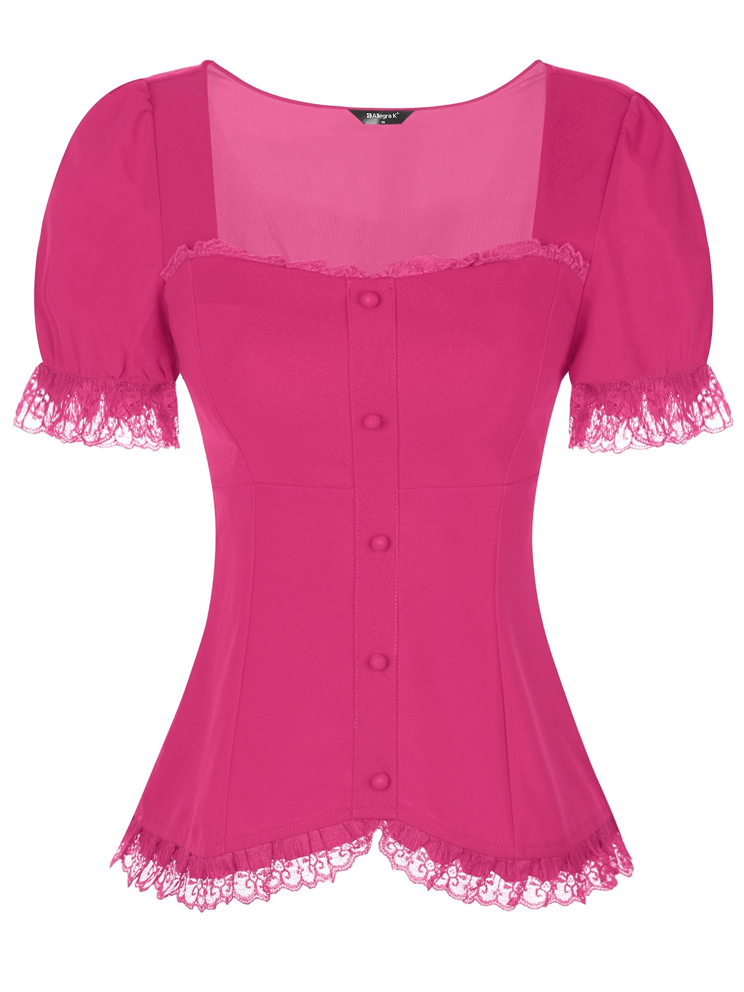 Sweetheart Neck Puff Short Sleeve Lace Up Gothic Blouse