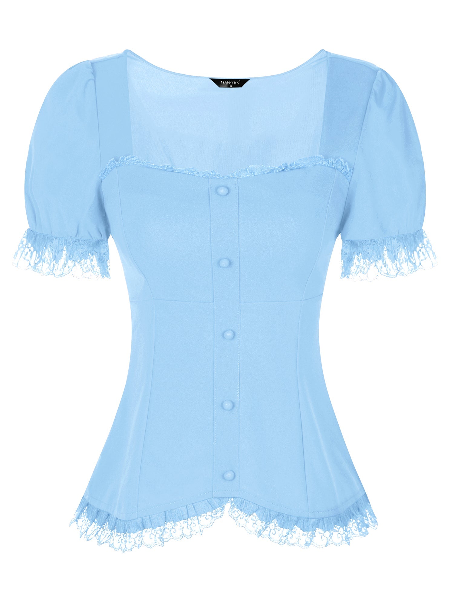 Sweetheart Neck Puff Short Sleeve Lace Up Gothic Blouse