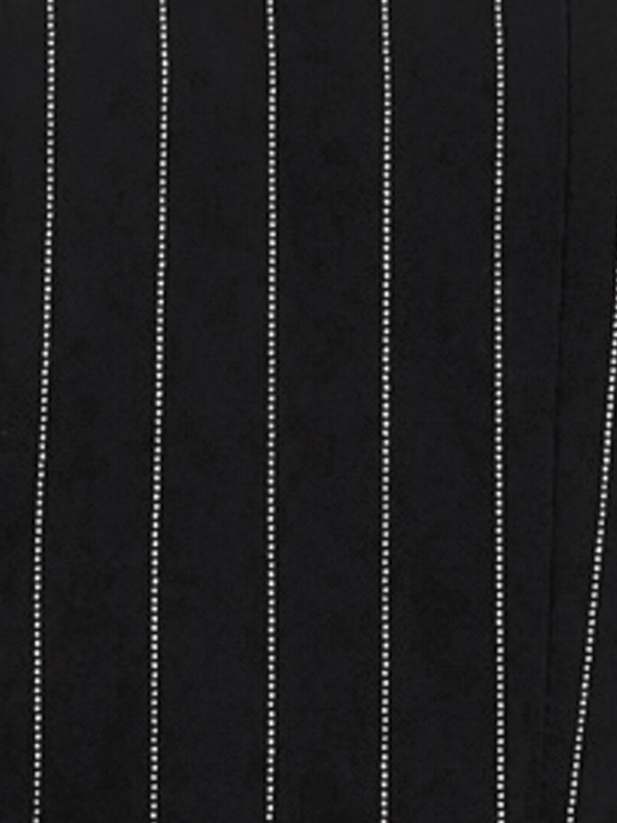Striped V Neck Sleeveless Button Down Pocketed Fully Lined Waistcoat Vest