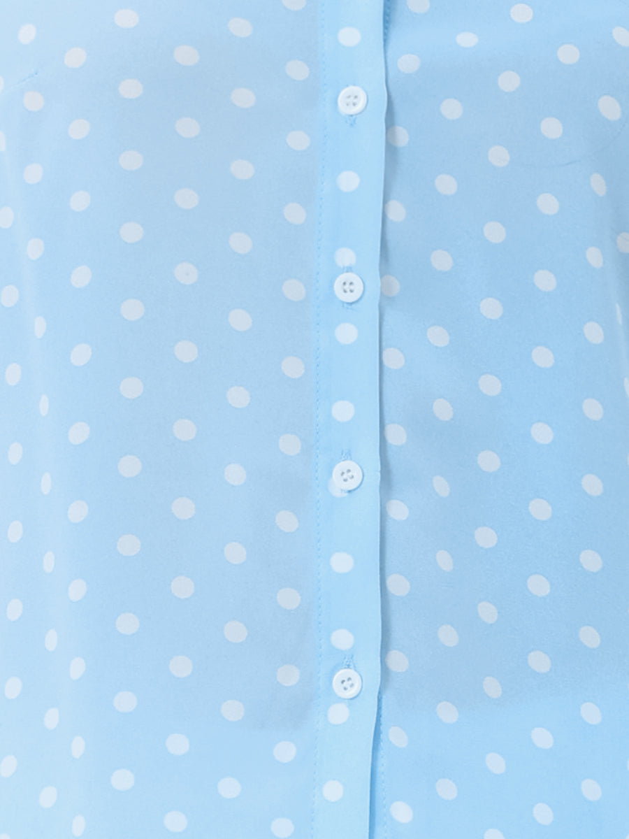 Polka Dot Peter Pan Collar Bow Tie Neck Puff Sleeve Vintage Shirt