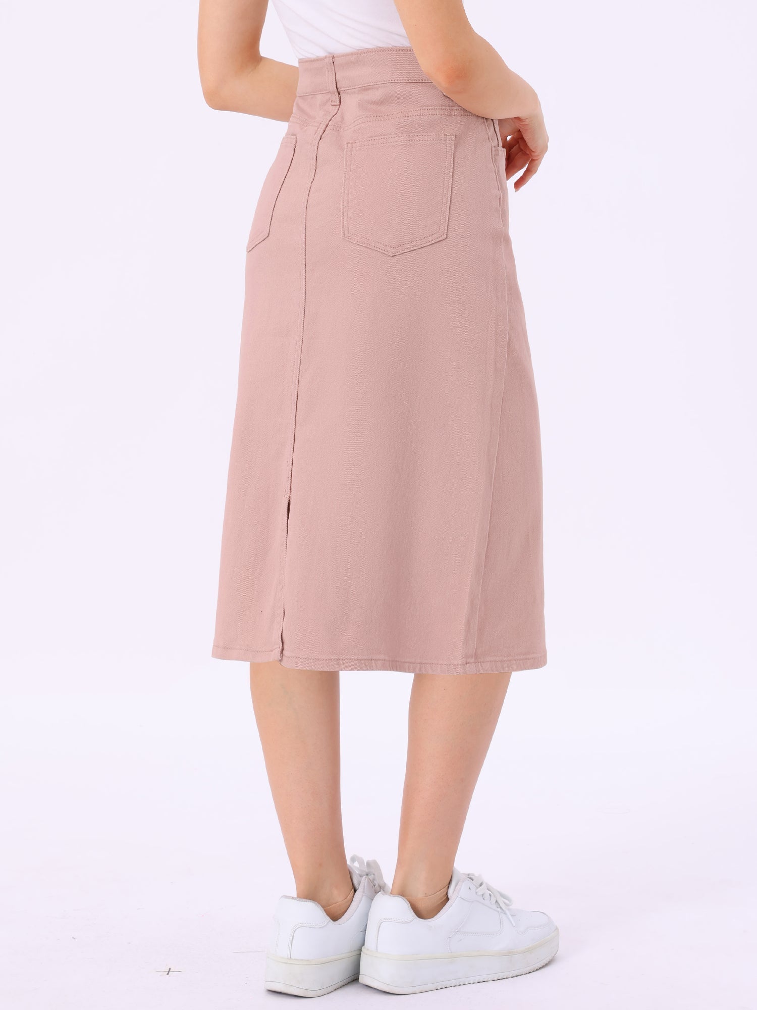 Casual Denim High Waist Stretchy Midi Pencil Jean Skirt