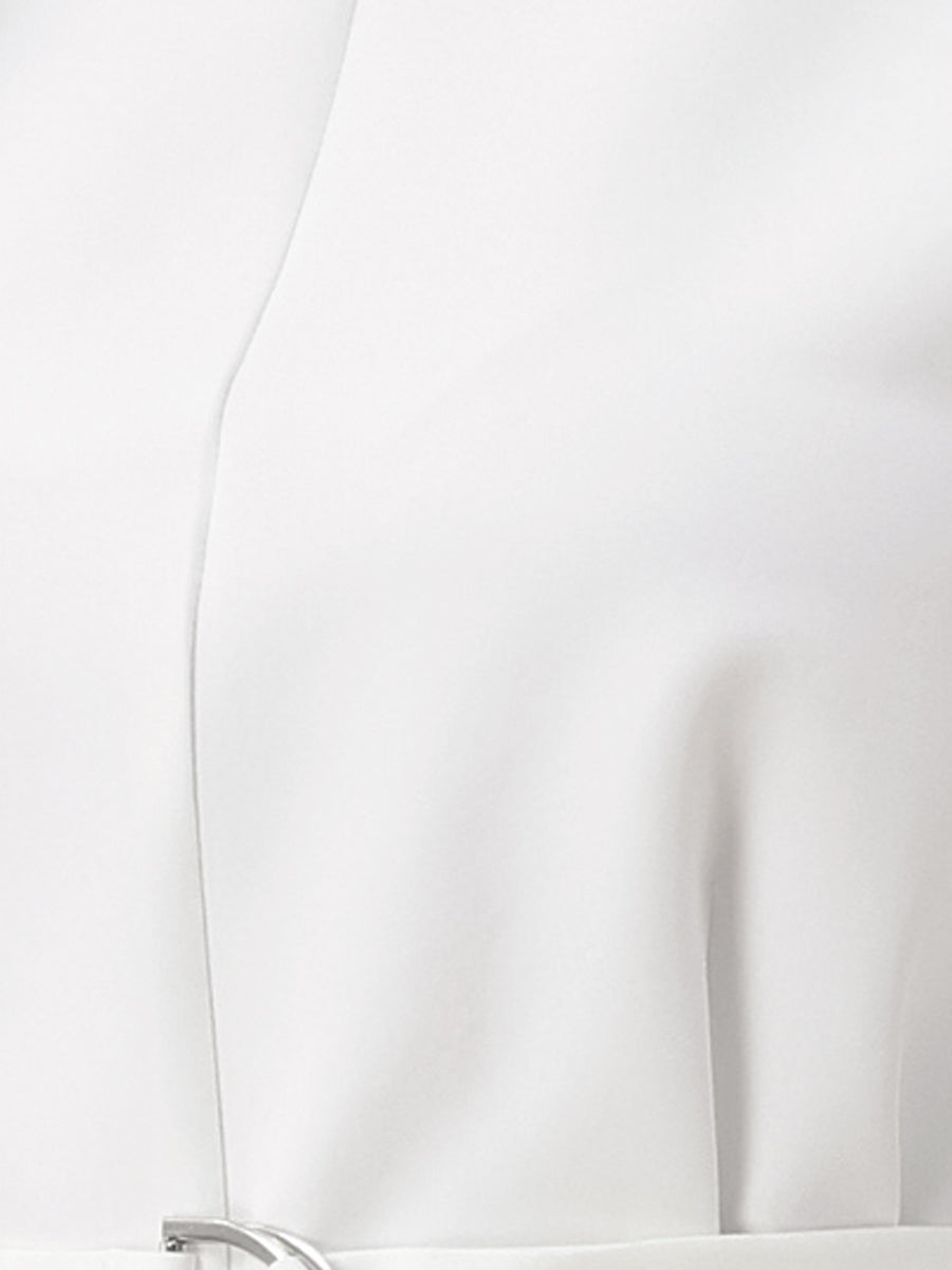 Cap Sleeve Boat Neck Office Work Belted Tops