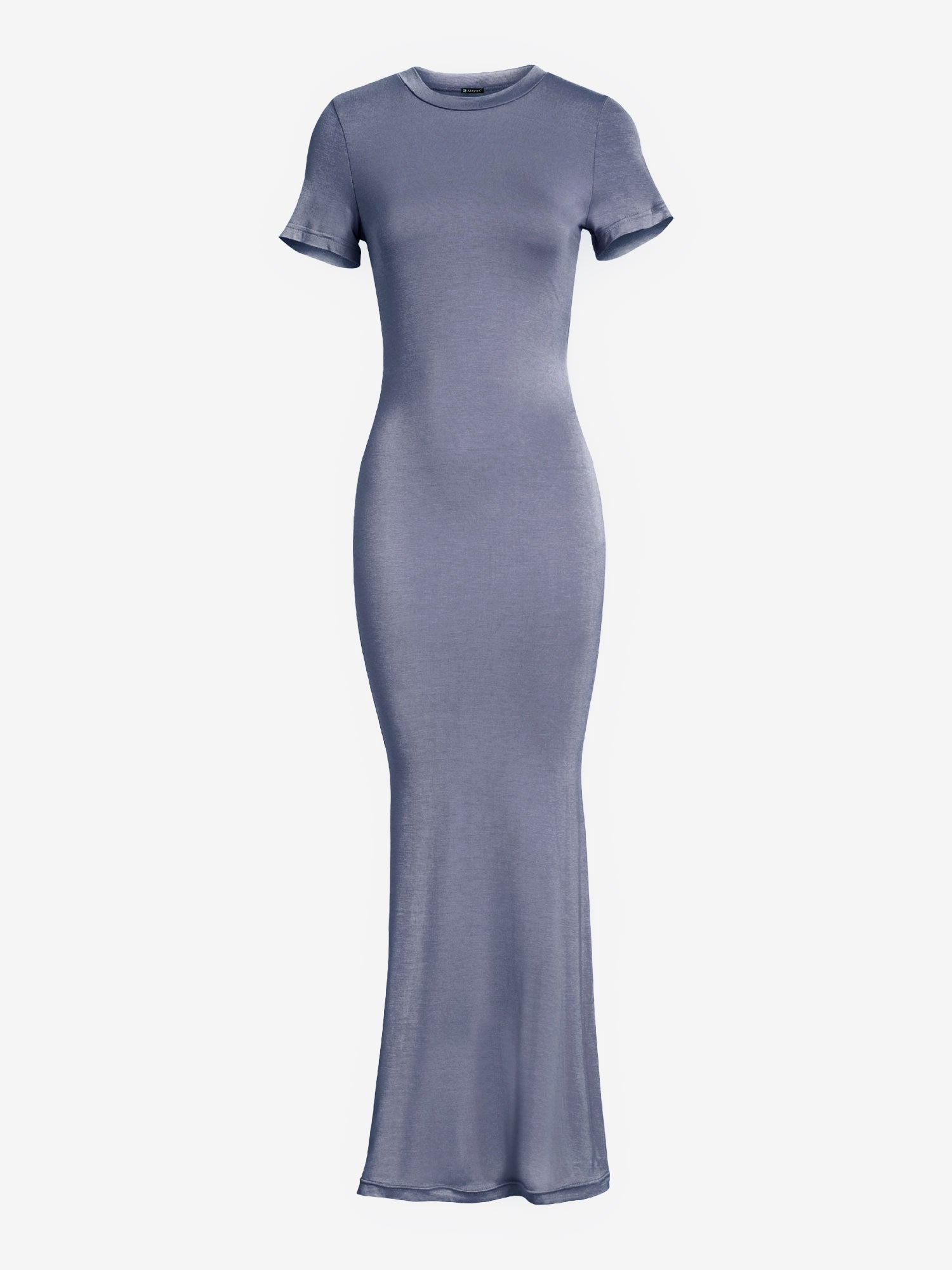 Solid Color Short Sleeve Bodycon Maxi Dress