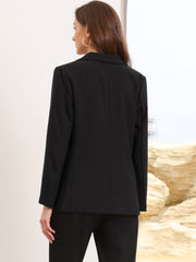 Notched Lapel Long Sleeve Single Breasted Work Blazer