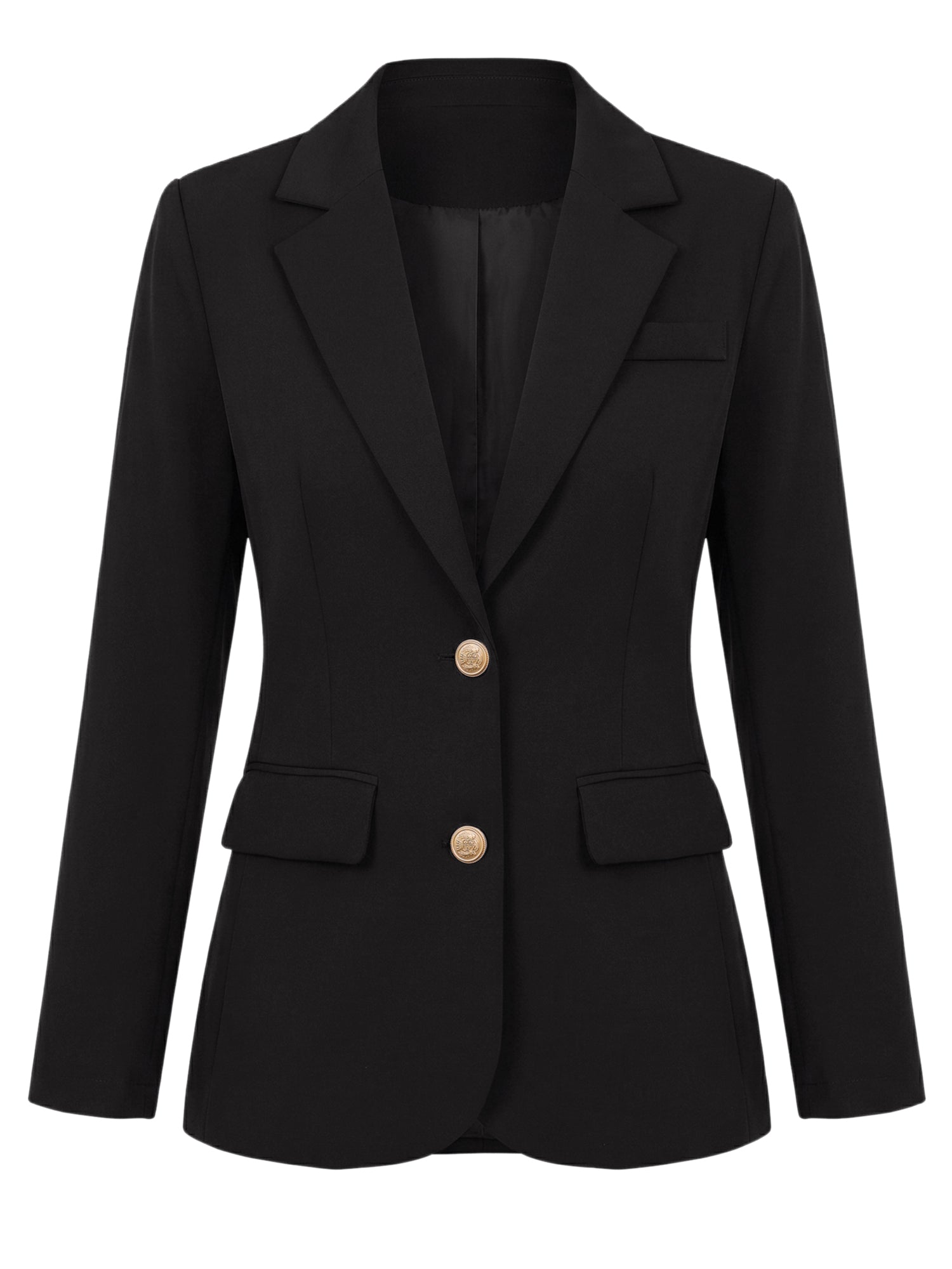 Notched Lapel Long Sleeve Single Breasted Work Blazer