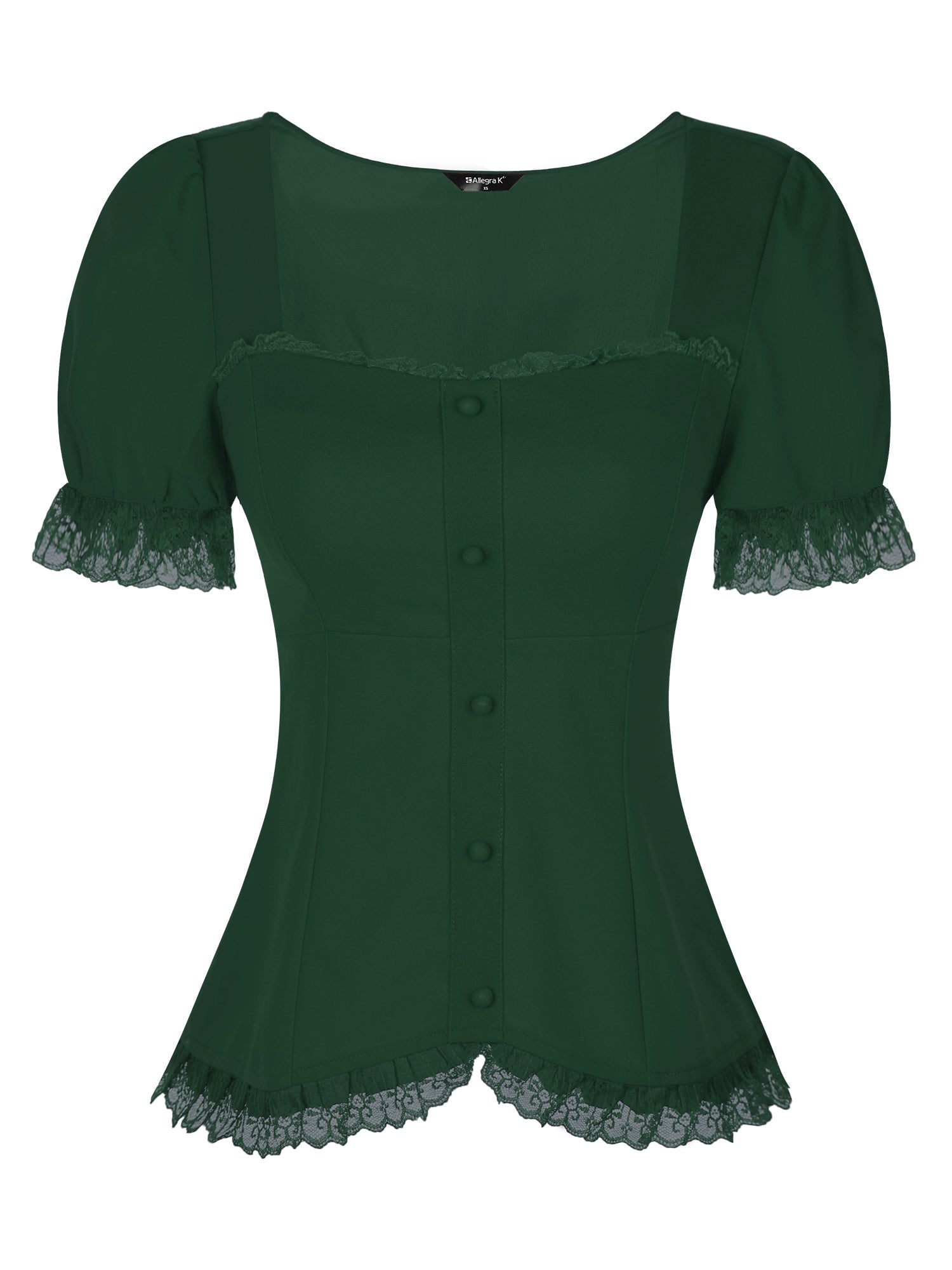 Sweetheart Neck Puff Short Sleeve Lace Up Gothic Blouse