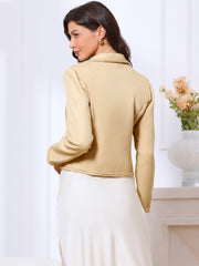 Notched Lapel Long Sleeve Dressy Casual Tweed Jacket