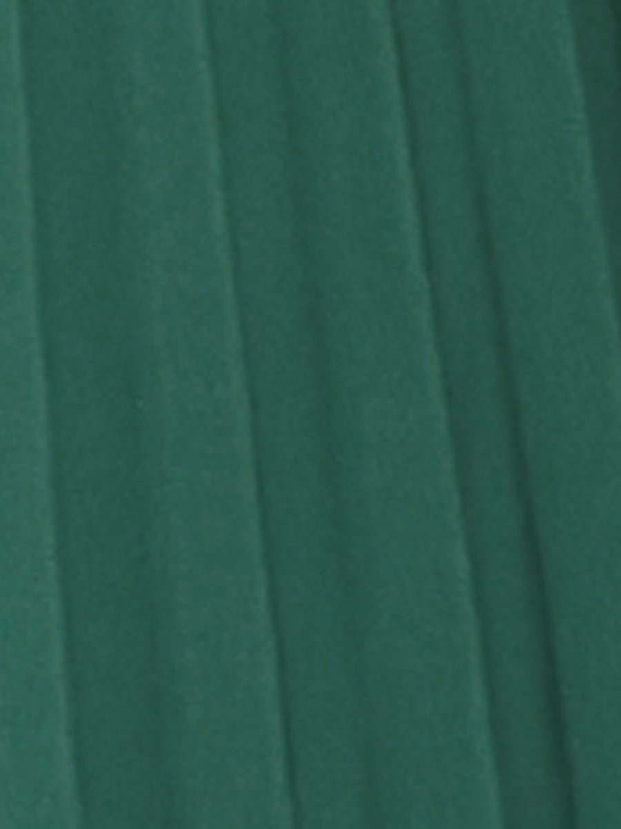Flowy Pleated Elastic High Waist Belted Swing A-line Maxi Skirt