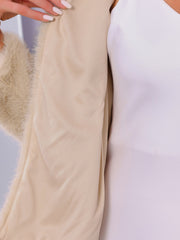 Faux Fur Long Sleeve Open Front Wedding Fluffy Coat