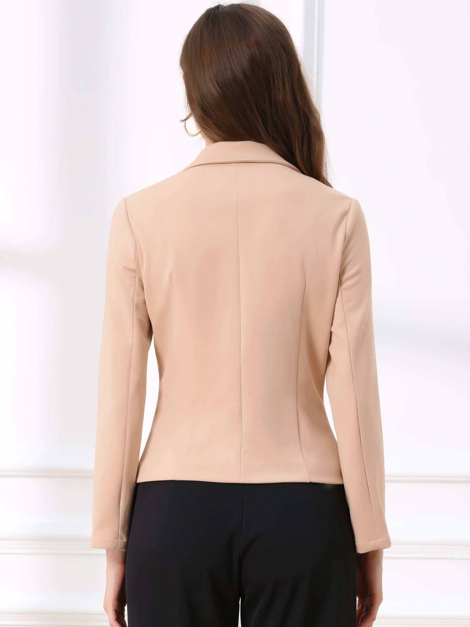 Business Blazer Open Front Office Casual Work Crop Suit Jacket