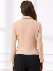 Business Blazer Open Front Office Casual Work Crop Suit Jacket