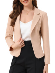 Business Blazer Open Front Office Casual Work Crop Suit Jacket