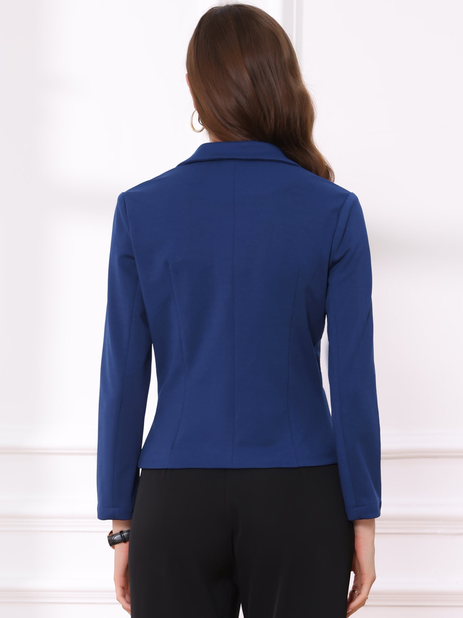 Business Blazer Open Front Office Casual Work Crop Suit Jacket