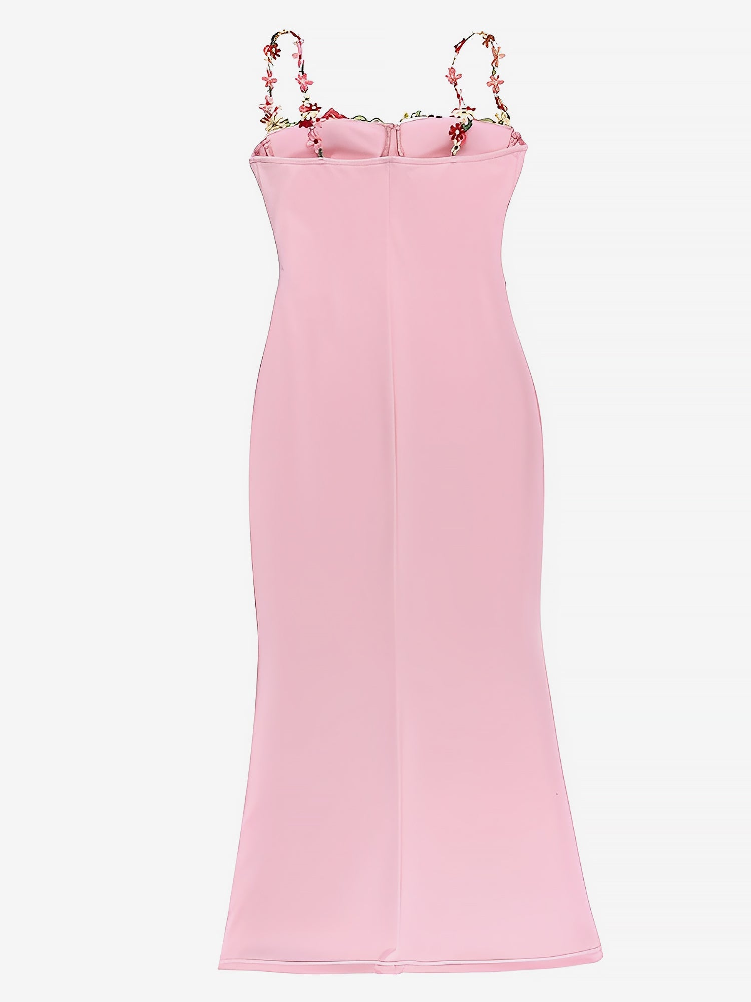 Floral Embroidery & Adjustable Straps Lace-up Bodycon Maxi Evening Party Dress