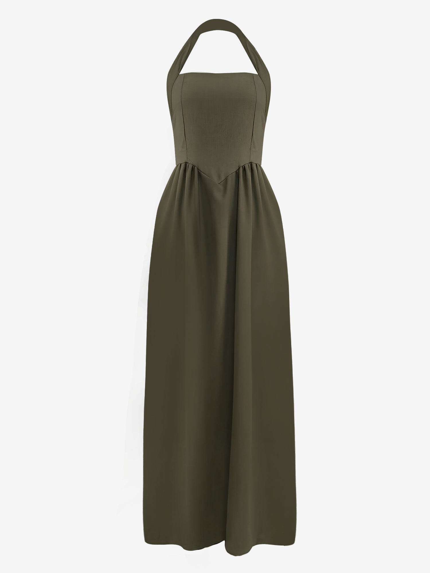 Halter Neck Backless Pocketed A-Line Midi Dress