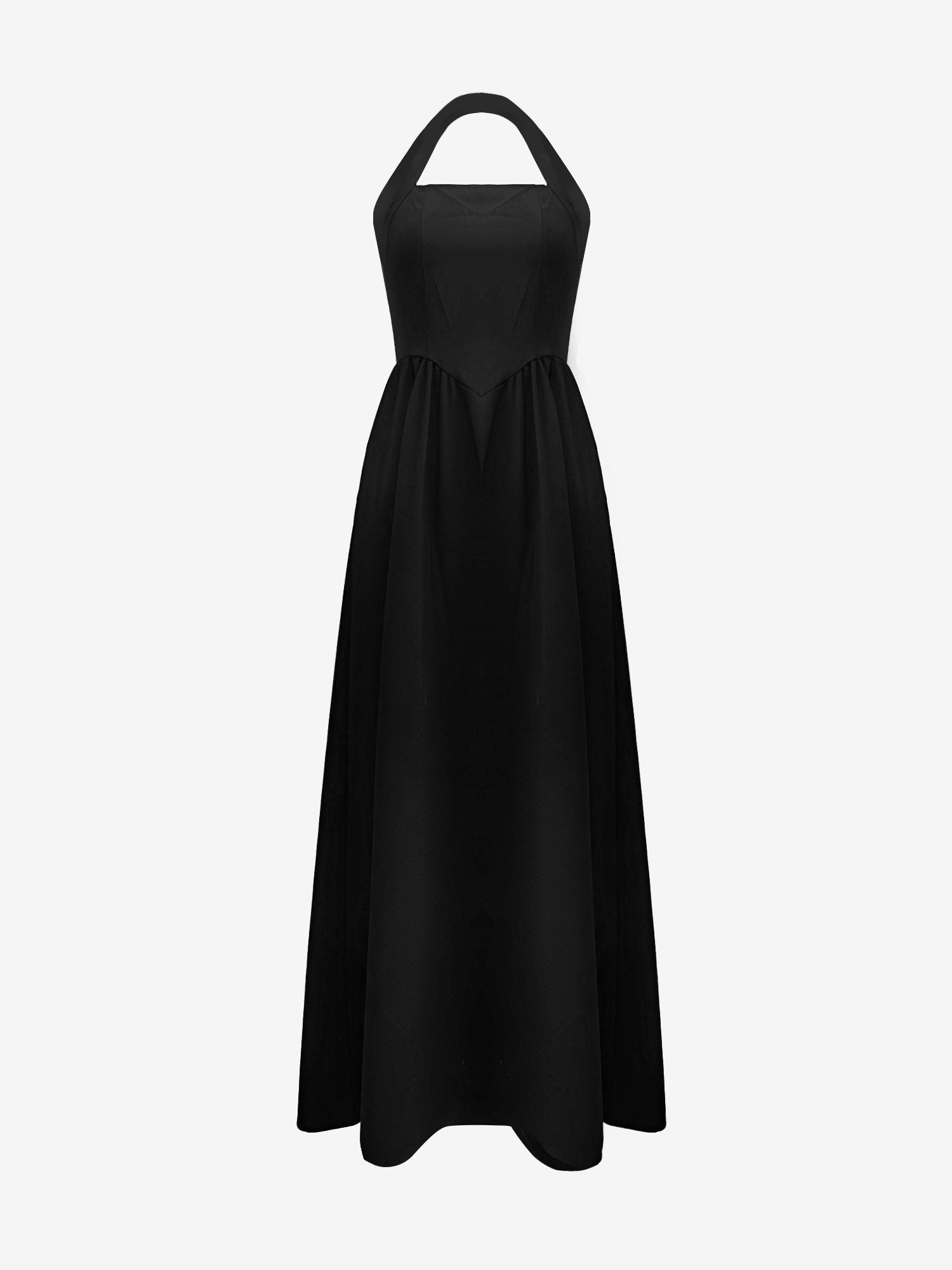 Halter Neck Backless Pocketed A-Line Midi Dress