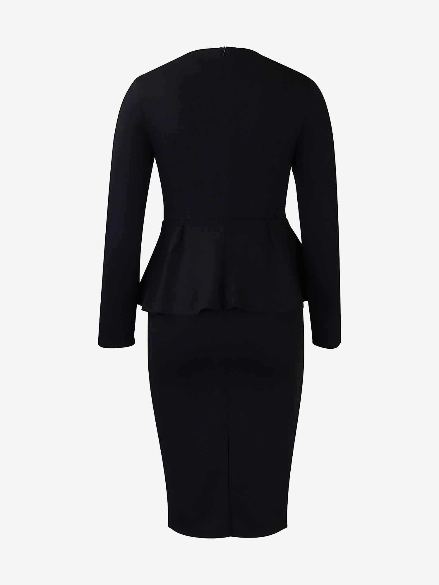 Flattering Slim Fit with Hidden Zipper Solid Color Long Sleeves Midi Sheath Date Nights & Cocktail Parties Dress