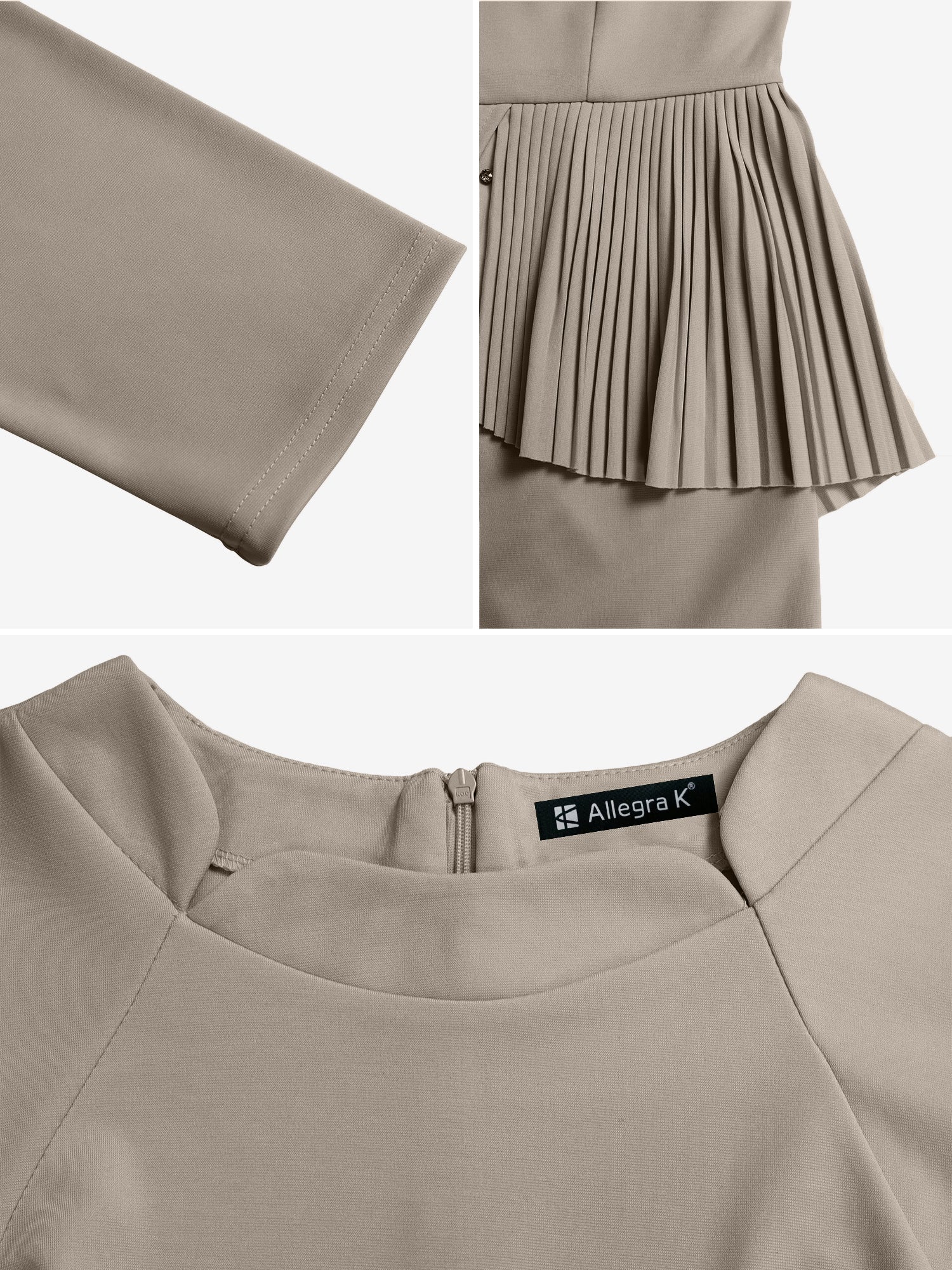 Classic Slim Fit Solid Color Short Sleeves Belted Midi Sheath Work Dress