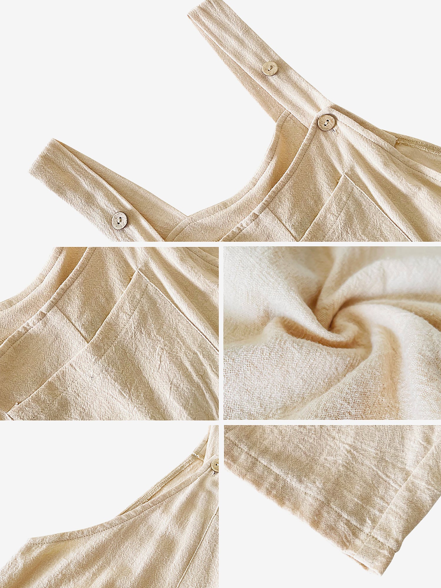 Buttoned Straps Pleated Pocketed Casual Rompers