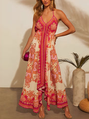 Halter Neck Boho Backless Irregular Hem Maxi Dress