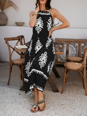 Bohemian Halter Neck Sleeveless Mxi Resort Dress