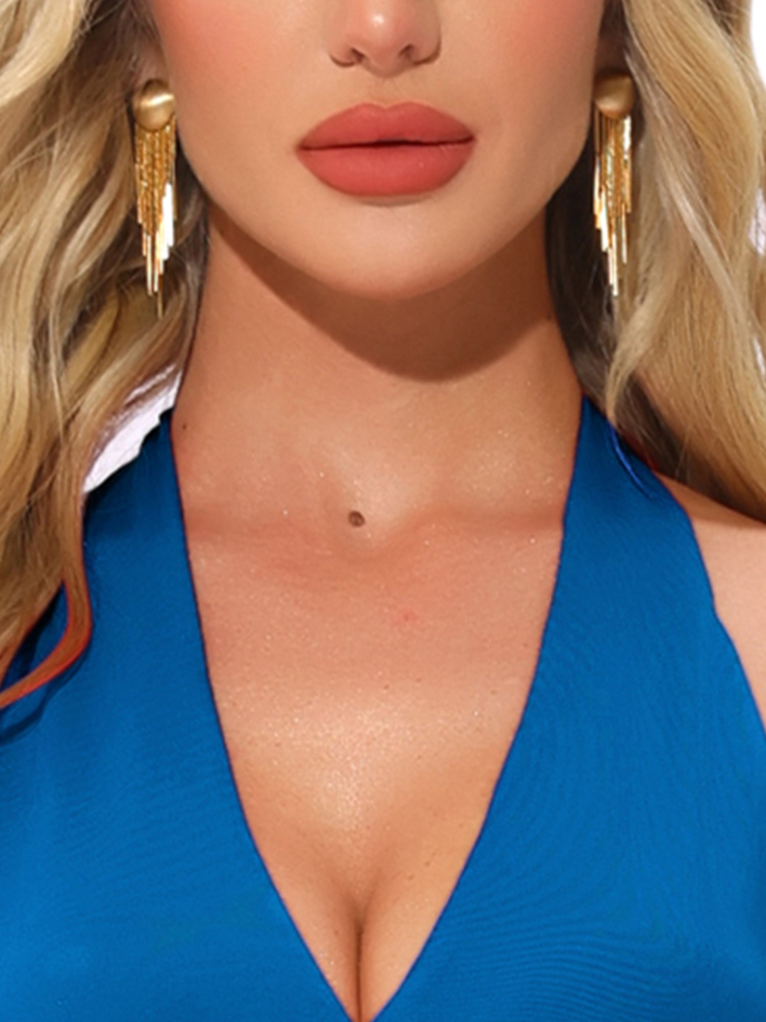 Halter Dress for Women's Party Deep V Neck Backless Layer Mini Dress