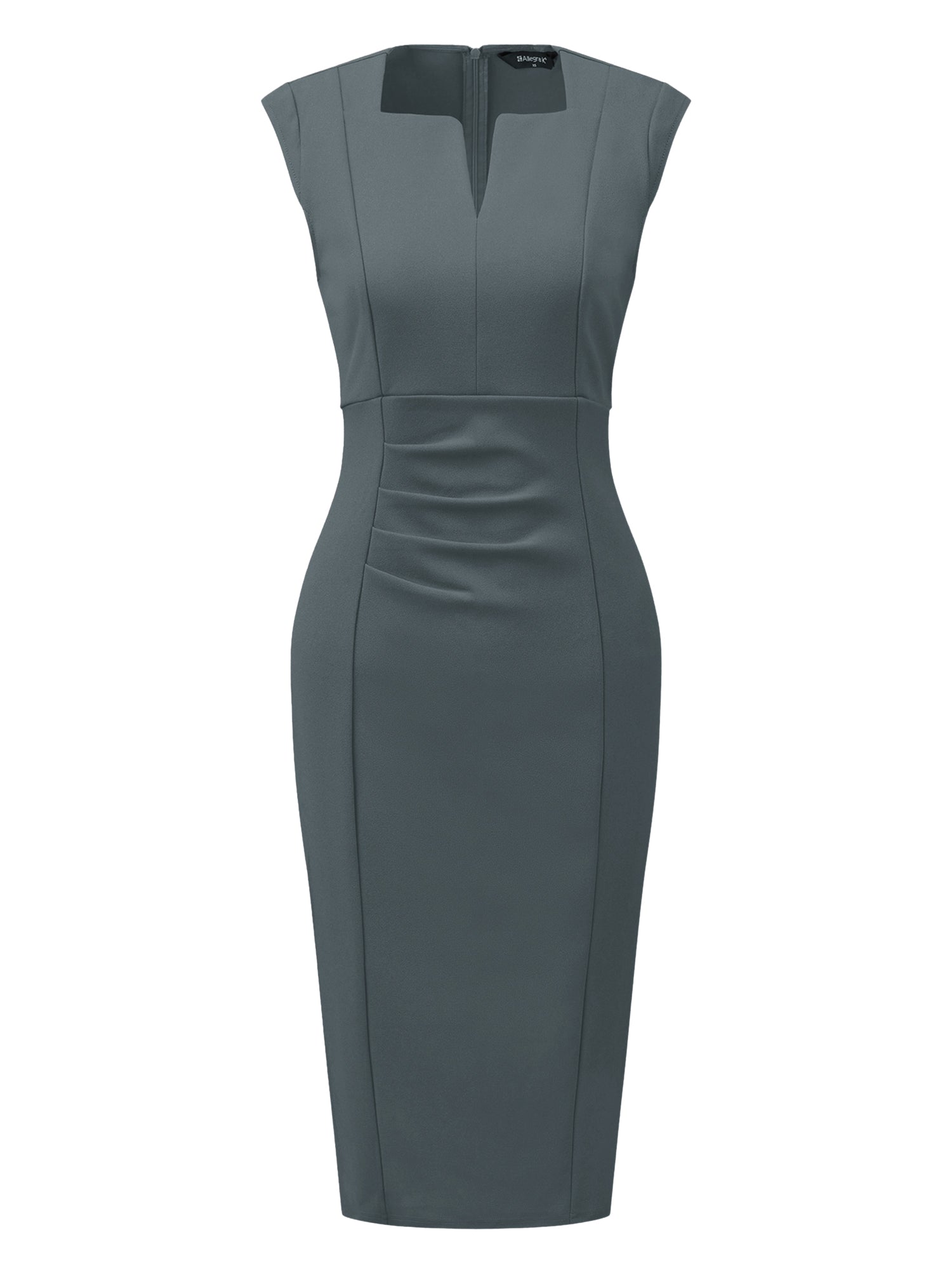 Sheath Pencil Sleeveless Pleated Front Elegant Business Dress