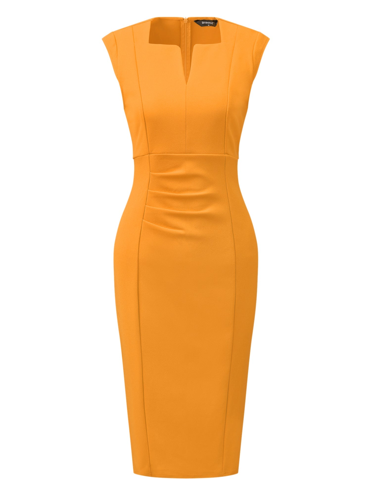 Sheath Pencil Sleeveless Pleated Front Elegant Business Dress