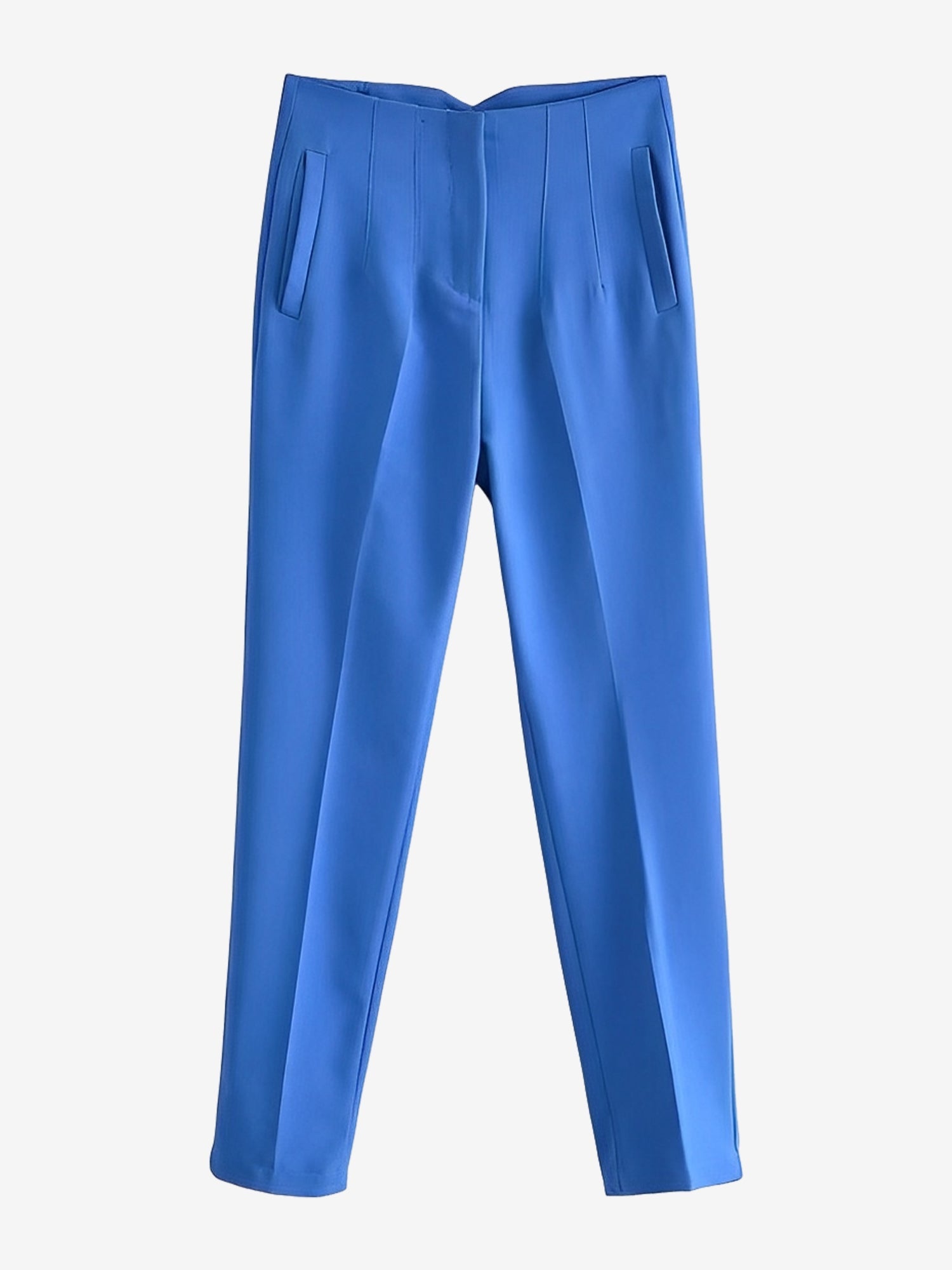 Slim Fit Solid Color Pleated Straight Leg Casual Pants