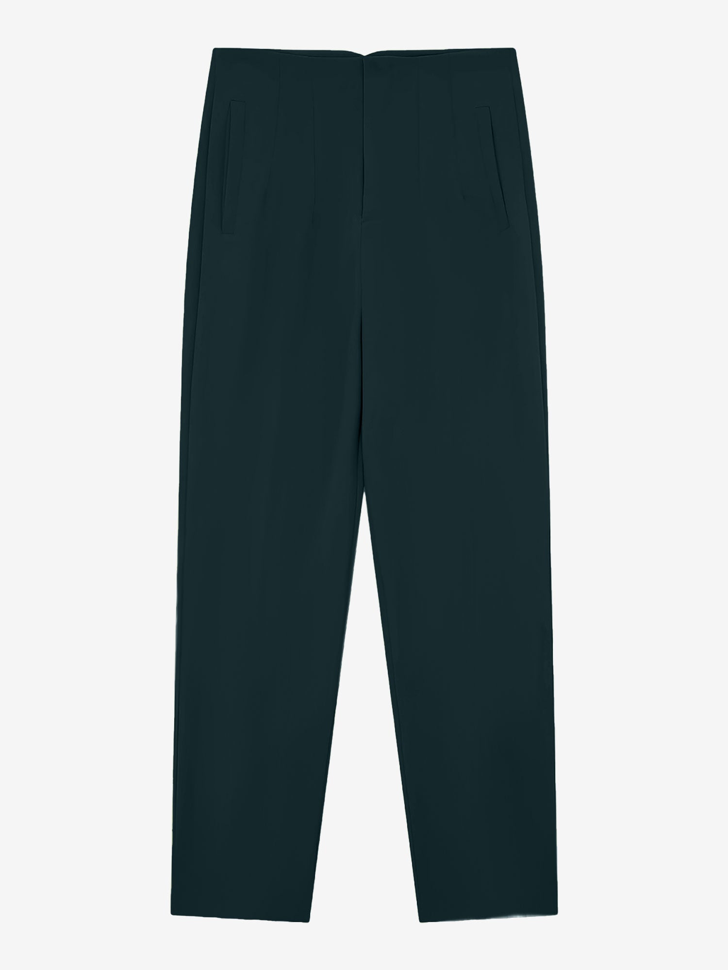 Slim Fit Solid Color Pleated Straight Leg Casual Pants